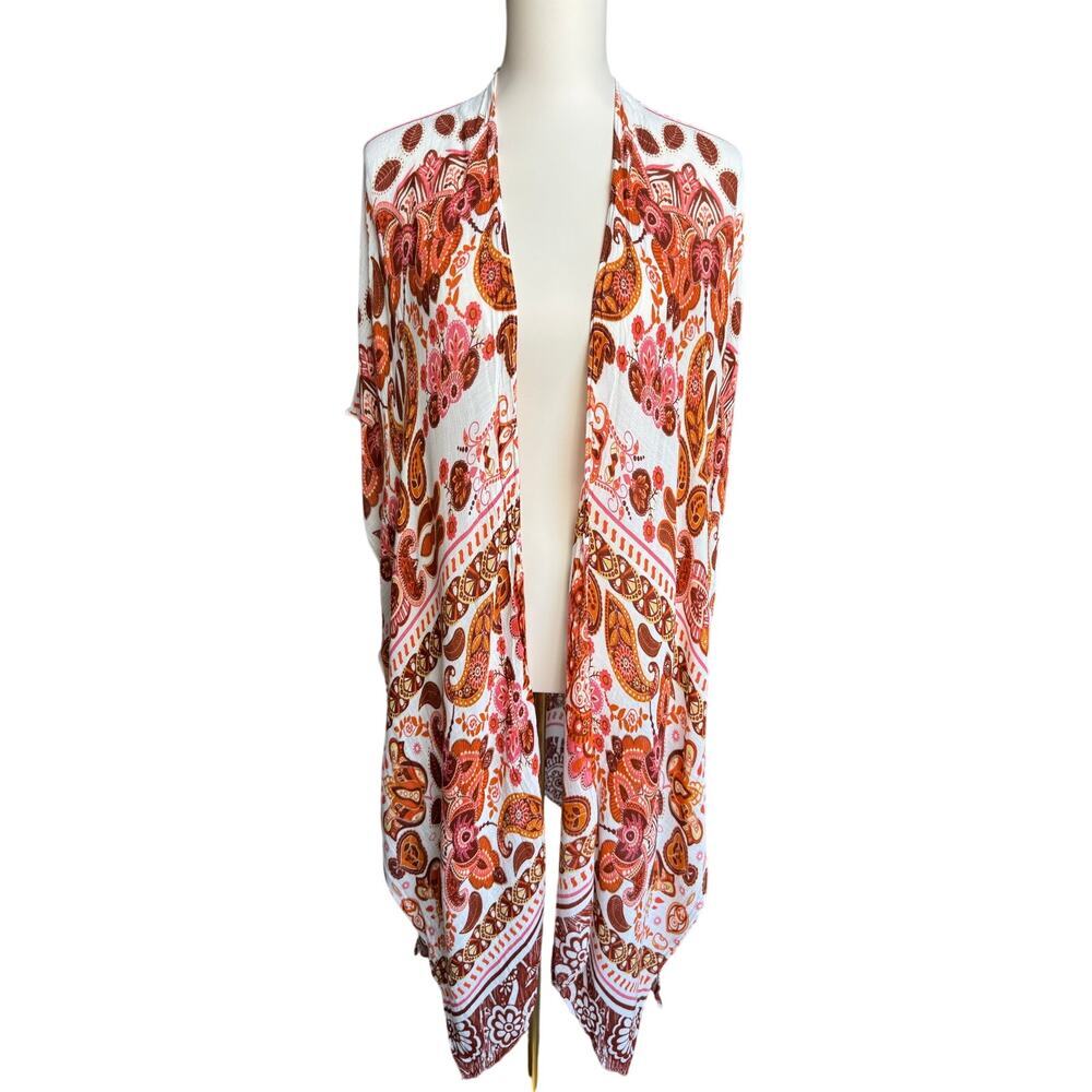 Nicole Miller Boho Paisley Kimono Duster Bathing Suit Beach Coverup One Size